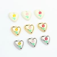 Zinc Alloy Enamel Pendants Heart painted DIY nickel lead & cadmium free Sold By Bag