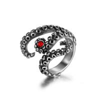 Vinger Ring in edelstaal, 304 roestvrij staal, Octopus, gepolijst, mode sieraden & verschillende grootte voor keus & voor de mens & zwart maken, oorspronkelijke kleur, 28.8mm,4.5mm, Maat:7-12, Verkocht door PC