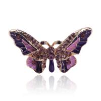 El esmalte Broche, aleación de zinc, Mariposa, chapado en color dorado, Joyería & para mujer & con diamantes de imitación, más colores para la opción, libre de níquel, plomo & cadmio, 53x33mm, Vendido por UD