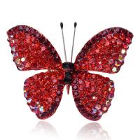 Rhinestone Brooch Zinc Alloy Butterfly gold color plated fashion jewelry & for woman & with rhinestone nickel lead & cadmium free Sold By PC