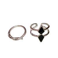 Sinc Alloy Ring Set, dath airgid plated, 2 phíosa & jewelry faisin & do bhean & cruan, dathanna níos mó le haghaidh rogha, nicil, luaidhe & caidmiam saor in aisce, 20mm, Díolta De réir Socraigh