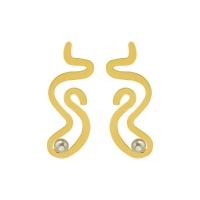 Titanium Aço Brinco, Partículas de aço, 18K banhado a ouro, joias de moda & para mulher, dourado, 40x15mm, vendido por par