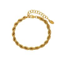 Pulseira de aço titânio, Partículas de aço, 18K banhado a ouro, joias de moda & para mulher, dourado, 200mm, vendido por PC