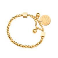 Pulseira de aço titânio, Partículas de aço, 18K banhado a ouro, joias de moda & para mulher, dourado, 150mm, vendido por PC