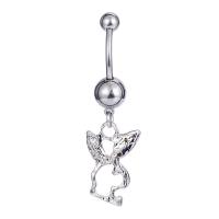 Rustfrit stål Belly Ring, 316L Stainless Steel, Kanin, Micro Pave cubic zirconia & for kvinde & hule, flere farver til valg, 1.60x10mm, Solgt af PC