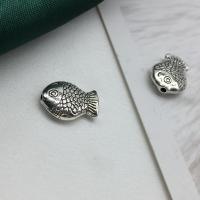 Zinklegering Animal Kralen, Zinc Alloy, Vis, antiek zilver plated, DIY, 11x8mm, 200pC's/Lot, Verkocht door Lot