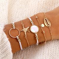 Sinc Alloy Bracelet Socraigh, le 1.97inch slabhra extender, dath an óir plated, 5 phíosa & jewelry faisin & do bhean, nicil, luaidhe & caidmiam saor in aisce, Fad Thart 7.09 Inse, Díolta De réir Socraigh