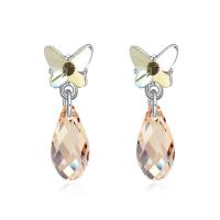 Crystal Øreringe, Zinc Alloy, med Østrigske krystal, Teardrop, platineret, for kvinde & facetteret, flere farver til valg, nikkel, bly & cadmium fri, 9x25mm, Solgt af par