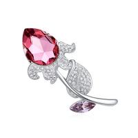 Crystal broche, Zinc Alloy, met Oostenrijks kristal, Flower Bud, geplatineerd, voor vrouw & gefacetteerde, meer kleuren voor de keuze, nikkel, lood en cadmium vrij, 32x71mm, Verkocht door PC