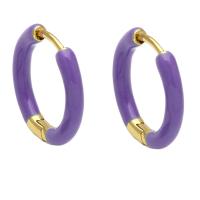 Orecchini cerchietti Hoop ottone, Cerchio, placcato color oro, per la donna & smalto, nessuno, assenza di nichel,piombo&cadmio, 18x3mm, Venduto da coppia