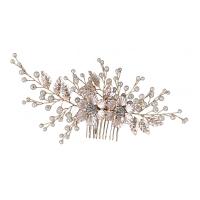 Decorative Hair Combs Zinc Alloy with Plastic Pearl fashion jewelry & for woman & with rhinestone nickel lead & cadmium free Sold By PC