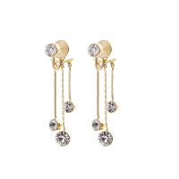 Fashion Fringe Boucles d'oreilles, laiton, Plaqué d'or, bijoux de mode & styles différents pour le choix & pour femme & avec strass, doré, protéger l'environnement, sans nickel, plomb et cadmium, 10x45mm, Vendu par paire