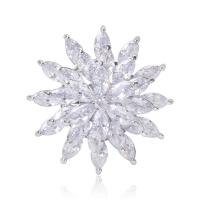 Cubic Zirconia Broche, metal, Copo de Nieve, chapado, Joyería & micro arcilla de zirconia cúbica & para mujer, más colores para la opción, libre de níquel, plomo & cadmio, 27x27mm, Vendido por UD