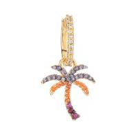 Cubic Zirconia Micro Pave Brass Earring Palm Tree 18K gold plated micro pave cubic zirconia & for woman multi-colored Sold By PC