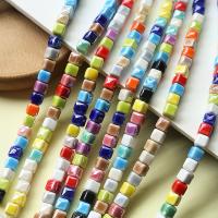 Perles bijoux en porcelaine, Carré, DIY, plus de couleurs à choisir, 6x7mm, Environ 55PC/brin, Vendu par brin