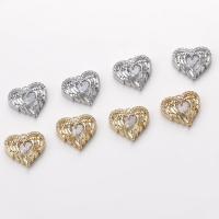 Cubic Zirconia Micro Pave Brass Pendant Heart plated DIY & micro pave cubic zirconia nickel lead & cadmium free Sold By PC