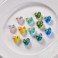 Blæst Lampeperler, Lampwork, Heart, epoxy sticker, du kan DIY, flere farver til valg, 15x13mm, Solgt af PC