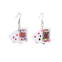 Sinc Alloy Earrings, Poker, dath platanam plátáilte, dearaí éagsúla do rogha & do bhean, 47x30mm, Díolta De réir Péire