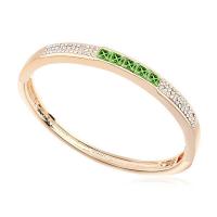 Zinc Alloy Bangle Smykker, med Østrigske krystal, ellipse, Plating champagne guld, for kvinde & facetteret, flere farver til valg, nikkel, bly & cadmium fri, 60x52mm, Solgt af PC