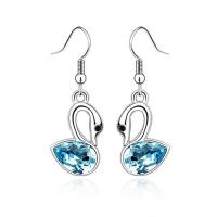 Boucles d'oreilles cristal, alliage de zinc, avec Cristal autrichien, cygne, Plaqué de platine, pour femme & facettes, plus de couleurs à choisir, protéger l'environnement, sans nickel, plomb et cadmium, 15-25mm, Vendu par paire