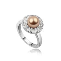 Strass vinger Ring, Zinc Alloy, Ronde, geplatineerd, voor vrouw & met strass, meer kleuren voor de keuze, nikkel, lood en cadmium vrij, 14.50mm, Binnendiameter:Ca 20mm, Verkocht door PC