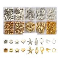 Verkupferter Kunststoff Schmuck-Findung-Set, mit Kunststoff Kasten & Eisen & Zinklegierung, plattiert, DIY, gemischte Farben, 130x68x21mm, ca. 580PCs/Box, verkauft von Box