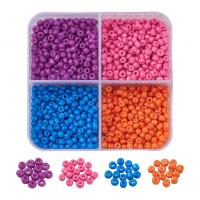 Glazen kralen Kraal, met Plastic Box, Ronde, moffelen vernis, DIY, meer kleuren voor de keuze, 73x69x24mm, Ca 1000pC's/box, Verkocht door box