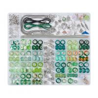 Resin Smykker Finde Set, med Plastboks & Krystal & Rhinestone & Jern & Zinc Alloy & Akryl, forgyldt, du kan DIY, flere farver til valg, 225x200x19mm, Solgt af Box