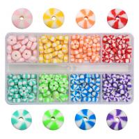 Polymer Ton Cabochon, mit Kunststoff Kasten, flache Runde, DIY, gemischte Farben, 109x63x15mm, ca. 224PCs/Box, verkauft von Box