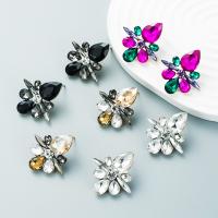 Rhinestone Earring Zinc Alloy with Glass Rhinestone fashion jewelry & for woman nickel lead & cadmium free Sold By Pair