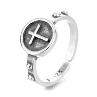 argent sterling 925 Cuff Bague, Placage de couleur platine, Réglable & pour femme, Taille:14, Vendu par PC