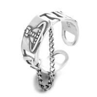 925 Sterling Zilver Manchet Finger Ring, platinum plated, Verstelbare & voor vrouw, Maat:14, Verkocht door PC