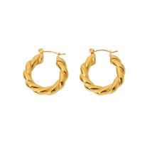 Stainless Steel Hoop Earring 304 Stainless Steel Vacuum Ion Plating fashion jewelry & polished & for woman golden Sold By Pair