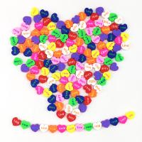 Polymer lerperler, Polymer Clay, Heart, du kan DIY, blandede farver, 10mm, Ca. 100pc'er/Bag, Solgt af Bag