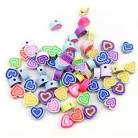 Polimero-Clay-Beads, argilla polimero, Cuore, DIY, colori misti, 10mm, Appross. 100PC/borsa, Venduto da borsa