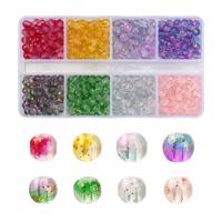 Fashion Glazen kralen, met Goud folie & Plastic Box, Ronde, geschilderd, DIY, gemengde kleuren, 109x63x15mm, Ca 560pC's/box, Verkocht door box