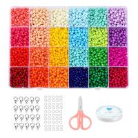 Glas Seed Beads Smykker Finde Set, Hummer lås & forbinder ring & perler & saks, med Plastboks & Jern & 304 rustfrit stål & Zinc Alloy, ovntørrende lak, du kan DIY, blandede farver, Solgt af Box