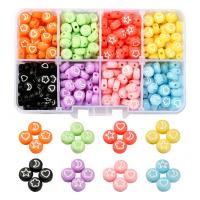 Acrylic Jewelry Beads with Plastic Box Flat Round DIY mixed colors Approx Sold By Box