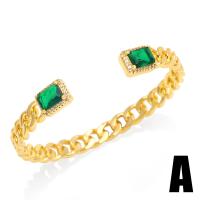 Cilindrata Zircone Bracciale in ottone micro pavimenta, placcato color oro, stili diversi per la scelta & Micro spianare cubic zirconia & per la donna, colori misti, assenza di nichel,piombo&cadmio, 63x14mm, Venduto da PC