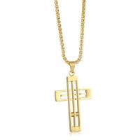 Titan stål halsband, Cross, mode smycken & Unisex, fler färger för val, 30x45x5mm, Längd 45 cm, Säljs av PC