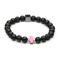 Lava Armband, met Niet-magnetische Hematiet, Oversteken, plated, mode sieraden & uniseks, meer kleuren voor de keuze, 8mm,10x10mm, Lengte 19 cm, Verkocht door PC