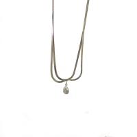 Collier d'acier titane, avec 5cm chaînes de rallonge, larme, bijoux de mode & réglable & pour femme, argent, Longueur 38 cm, Vendu par PC