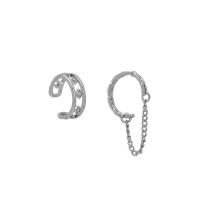 Boucles d'oreilles asymétriques, laiton, Placage de couleur argentée, bijoux de mode & pour femme & avec strass, argent, protéger l'environnement, sans nickel, plomb et cadmium, 13x25mm, Vendu par paire