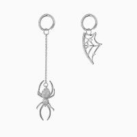 Boucles d'oreilles asymétriques, alliage de zinc, araignée, Placage de couleur argentée, bijoux de mode & pour femme, argent, protéger l'environnement, sans nickel, plomb et cadmium, 20x93mm,16x47mm, Vendu par PC