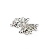 Terningformet Zirkon Micro Pave Messing Tilslutning, Elephant, forgyldt, Micro Pave cubic zirconia, flere farver til valg, 25x13mm, Solgt af PC