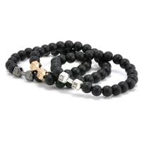 Gemstone Bracelets Lava with Abrazine Stone & zinc alloy bead plated & Unisex Sold By PC