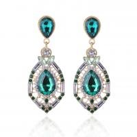 Rhinestone Ørering, Zinc Alloy, guldfarve belagt, for kvinde & med rhinestone, flere farver til valg, 20x18mm, Solgt af par