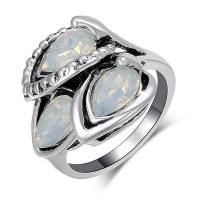 Zink Alloy Finger Ring, med Sea Opal, antik silver pläterad, mode smycken & Unisex & olika storlek för val, nickel, bly och kadmium gratis, 23x23mm, Säljs av PC