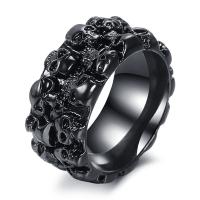 Bague en alliage de zinc, bijoux de mode & unisexe & avec le motif de la tête de mort & normes différentes pour le choix, noire, protéger l'environnement, sans nickel, plomb et cadmium, 12mm, Vendu par PC