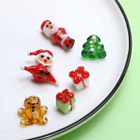 Karácsonyi Lampwork Gyöngyök, epoxy matrica, Karácsonyi design & DIY & különböző stílusokat a választás, 10PC-k/Bag, Által értékesített Bag